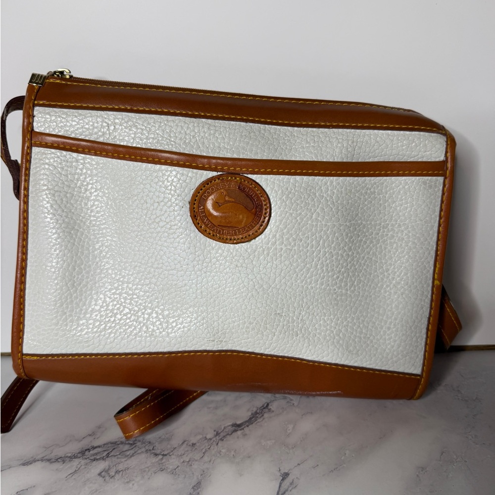 Dooney & Bourke All-Weather Leather Crossbody Purse Tan & Cream